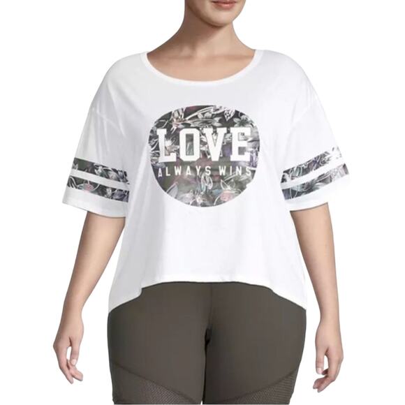 Betsey Johnson Love Varsity Boyfriend Tee White, Size 1X, Pride 2023 - Picture 4 of 12